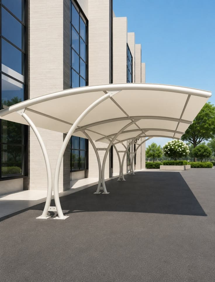 Are Arch Car Parking Shades Right for Wide Industrial Bays?